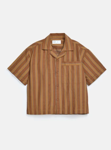 BOYS STRIPED RESORT COLLAR SHIRT