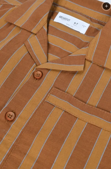 BOYS STRIPED RESORT COLLAR SHIRT